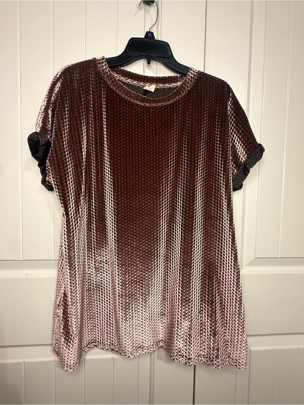 Wishlist Velvet Ombre Short Sleeve Tee - Mauve Brown